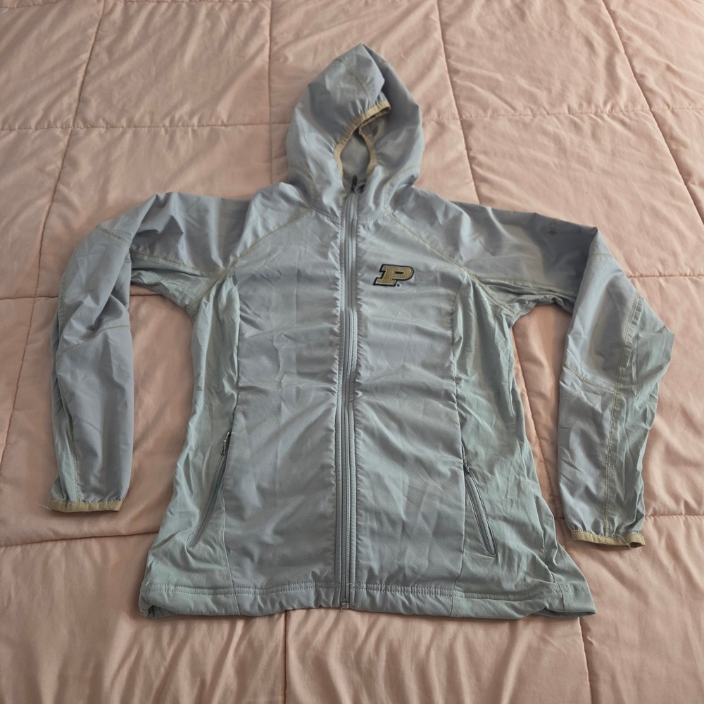 Columbia Purdue Boilermakers Omni-Shield Gray Hooded Windbreaker Jacket Womens M
